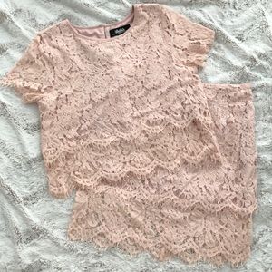 Lulus 2 Piece Lace Top and Skirt Set